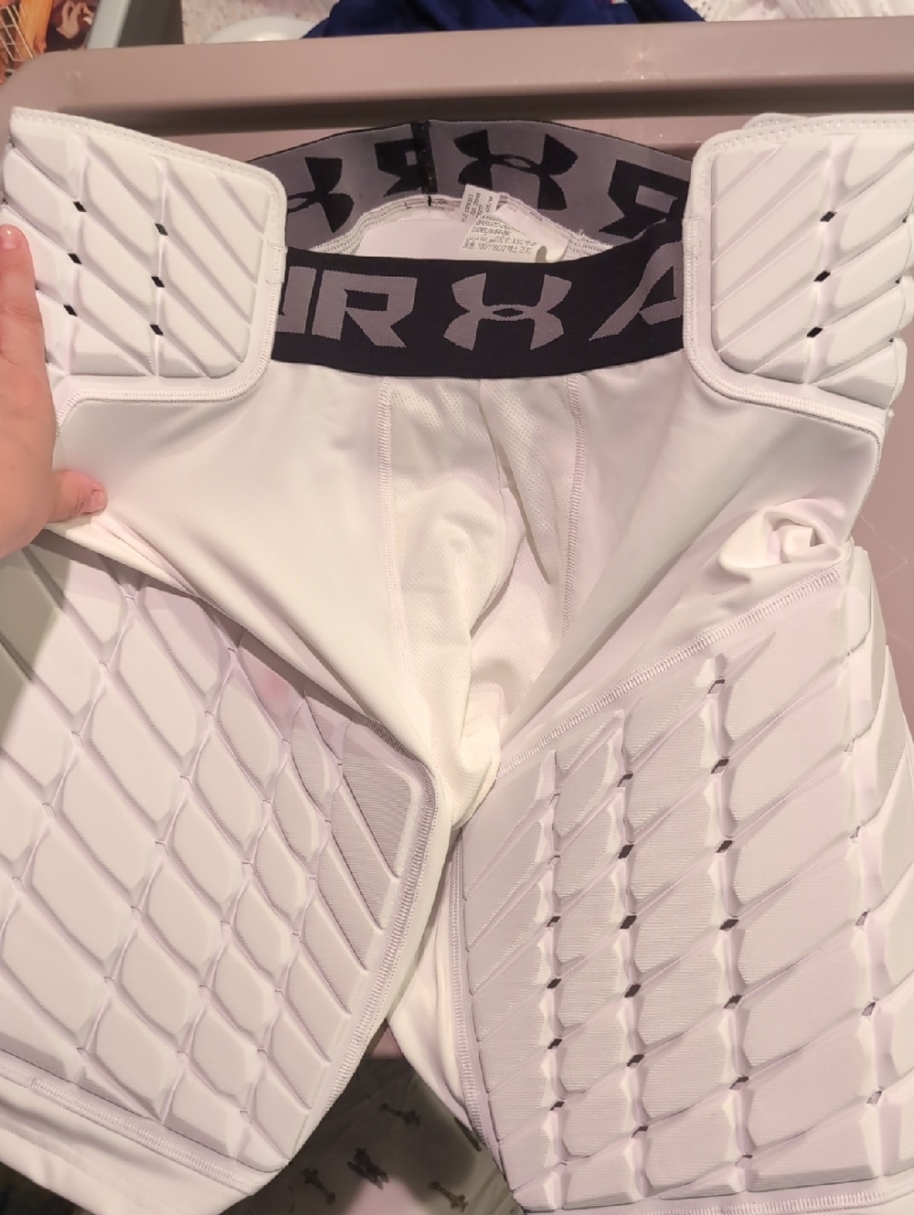 Under Armour White Padded Compression Girdle with Black Logo (Sports Shorts)